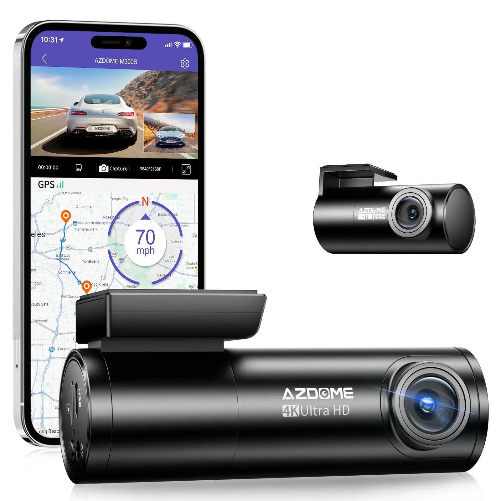 AZDome M300S 4K 2CH Dual Wifi GPS dashcam